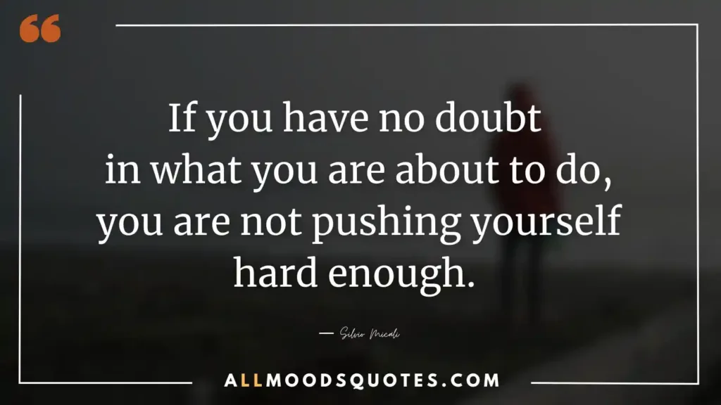 If you have no doubt in what you are about to do, you are not pushing yourself hard enough. ― Silvio Micali