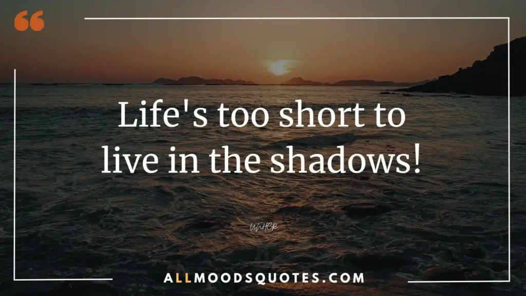Life's too short to live in the shadows!