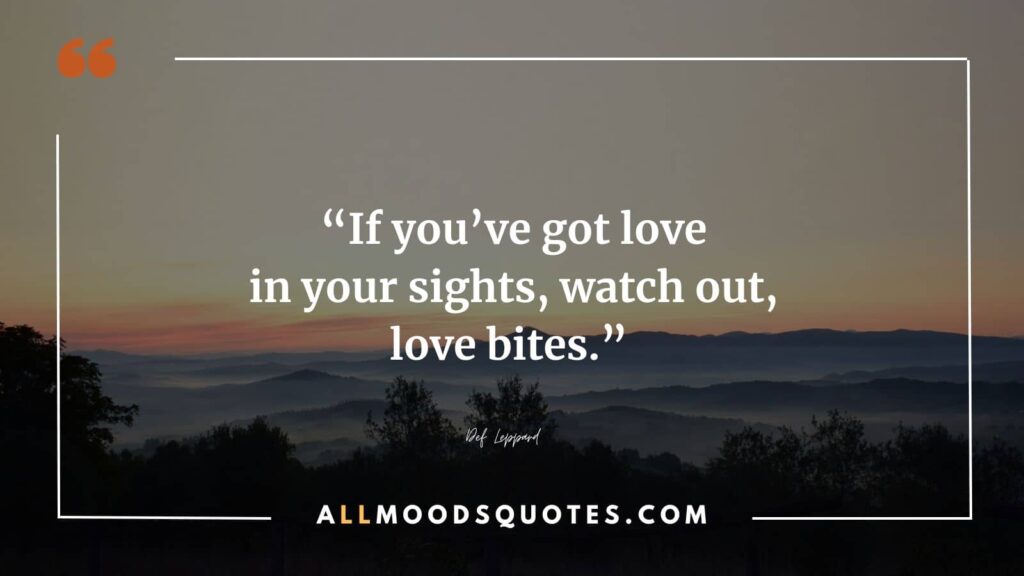 If you’ve got love in your sights, watch out, love bites.” – Def Leppard