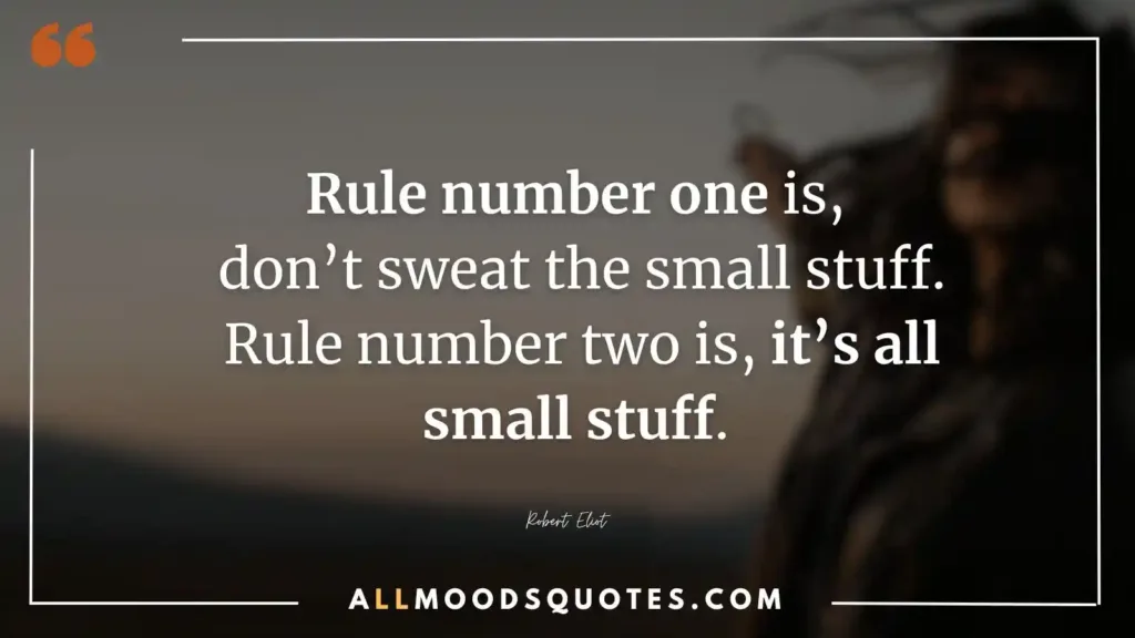 Rule number one is, don’t sweat the small stuff. Rule number two is, it’s all small stuff. - unbothered quotes
